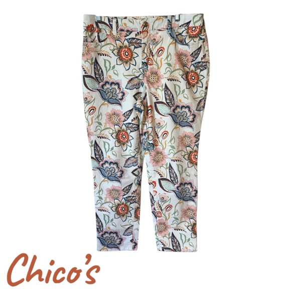 Chico's Denim - Chico's SO SLIMMING GIRLFRIEND CROP PRINT JEANS    SIZE:8   #8